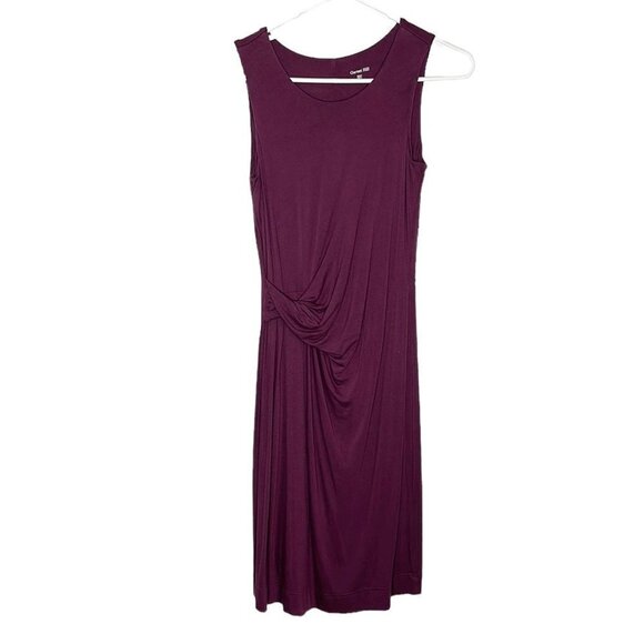 Garnet Hill Knit Jersey Dress Women's 2 Purple Sleeveless Faux Wrap Minimal Dres - Picture 1 of 6